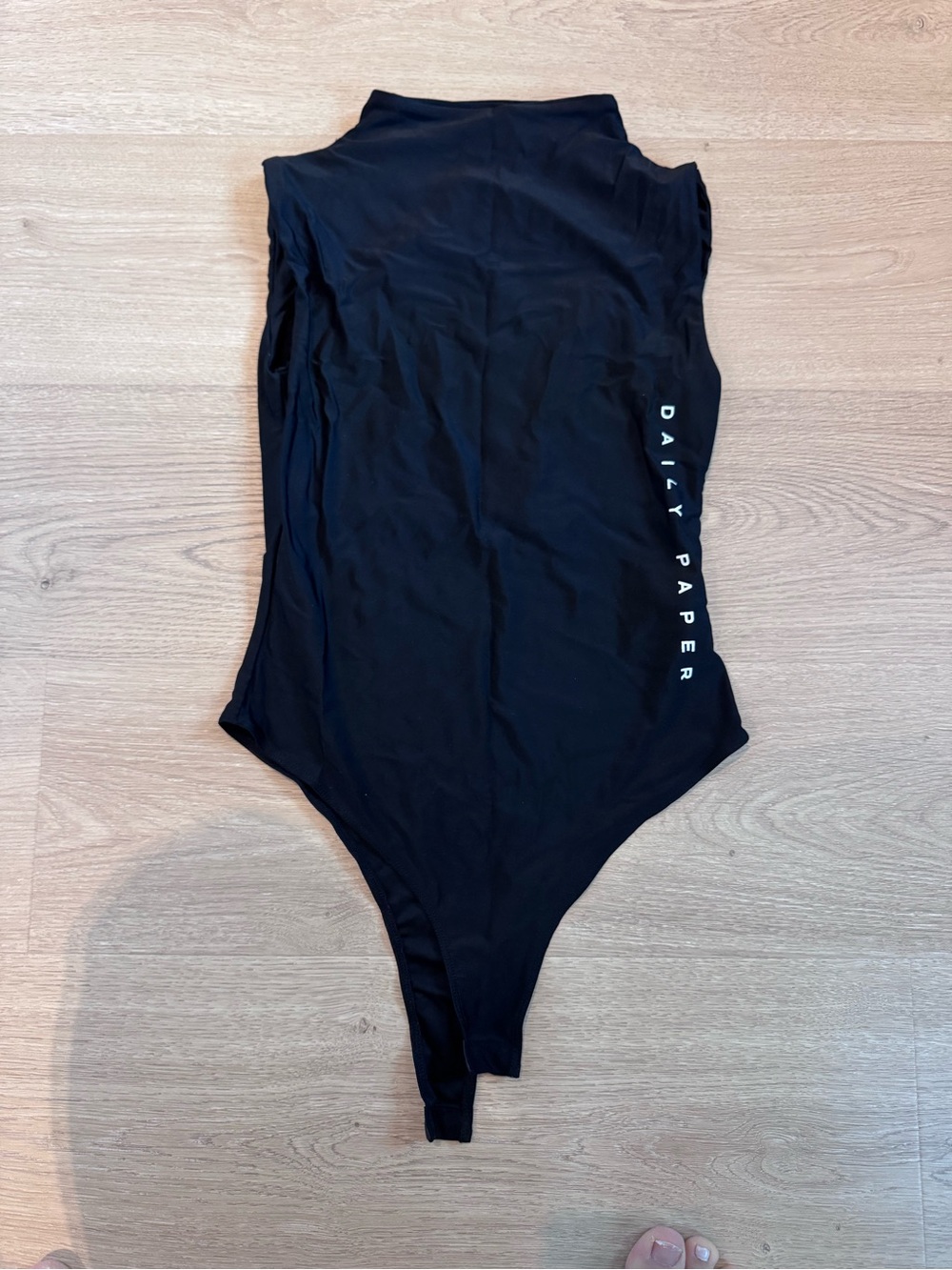 DAILY PAPER Black Mock Neck Sleeveless Bodysuit size S